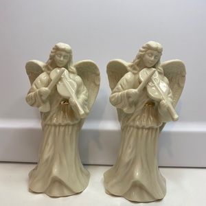2 Christmas Lenox Holiday Angels Playing the Violin  Figure / Figurine ~ 6”